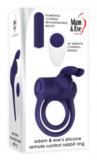 Adam & Eve Silicone Remote Control Rabbit Ring Vibrerende Cockring Paars