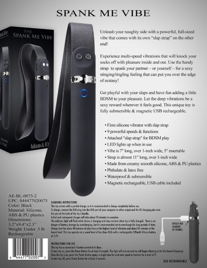 Adam & Eve Spank Me Vibe Vibrator/Zweep Zwart