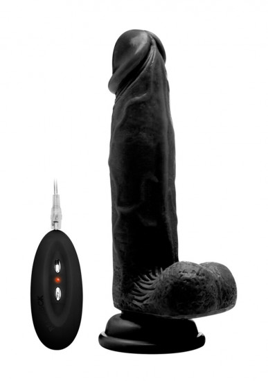 RealRock 8 Inch Realistische Vibrator Met Ballen Zwart