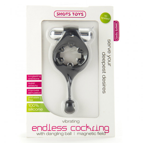 Endless Dangling Ball Magnetic Field Cockring Zwart