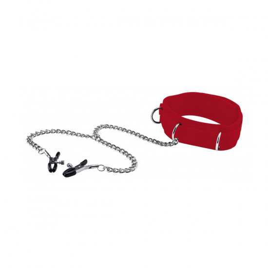 Ouch! Velcro Collar Tepel Klemmen Rood