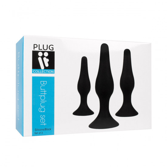 Plug It Silicone Buttplug Set Zwart