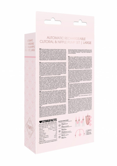 Automatic Rechargeable Clitoral & Nipple Pump Set - L - Pink