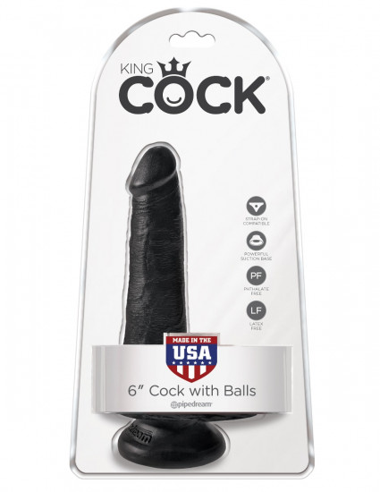King Cock 6 Inch Cock with Balls Dildo Zwart