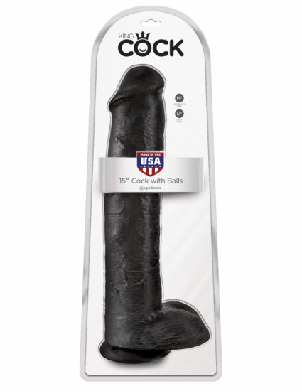 King Cock 15 Inch Cock with Balls Dildo Zwart