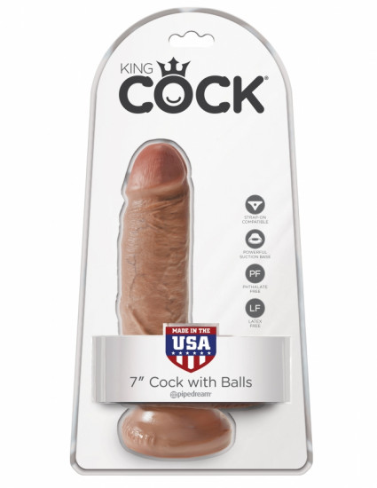 King Cock 7 Inch Cock with Balls Dildo Lichbruin