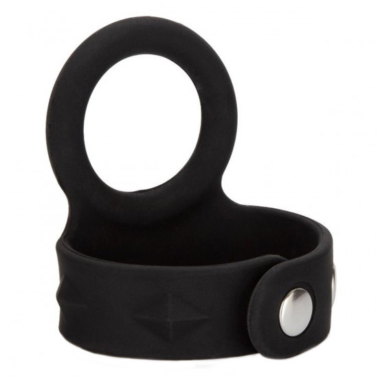 Tri-Snap Scrotum Support Cockring Medium Zwart