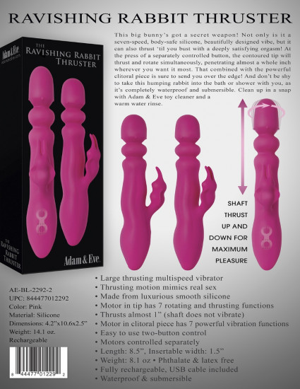 Adam & Eve Ravishing Rabbit Thruster Vibrator Roze