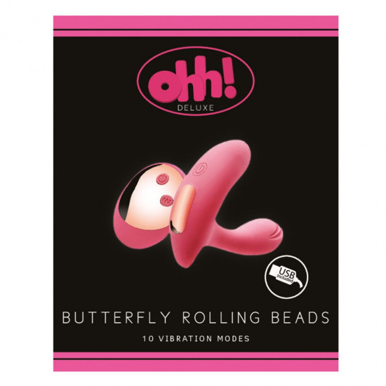 Ohh! Deluxe Butterfly Rolling Beads Vibrator Roze